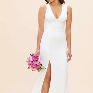 Sandra White Curved-Back Mermaid Gown - XL / OFF WHITE